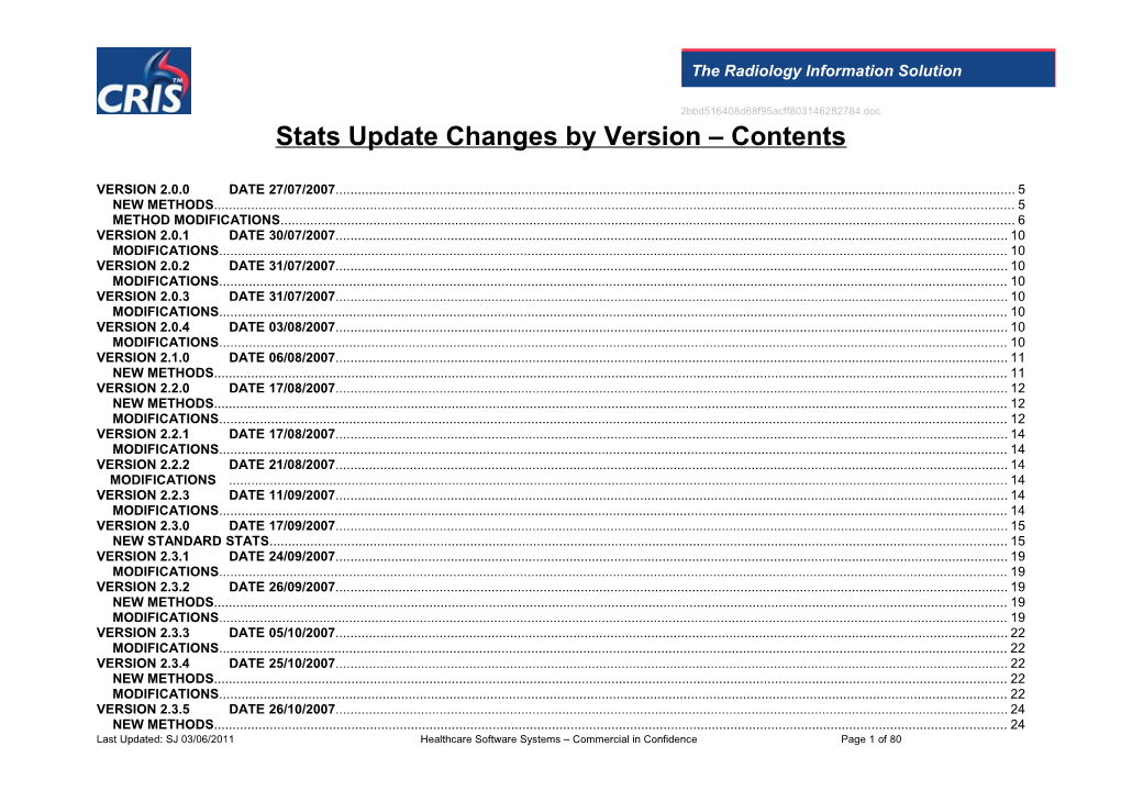 Stats Update Changes