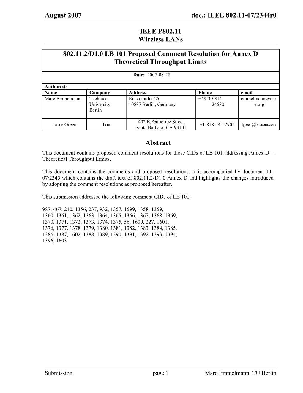 (1)Comments Suggesting to Remove Annex D