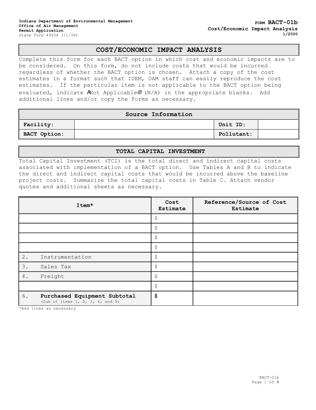 Cost/Economic Impact Analysis