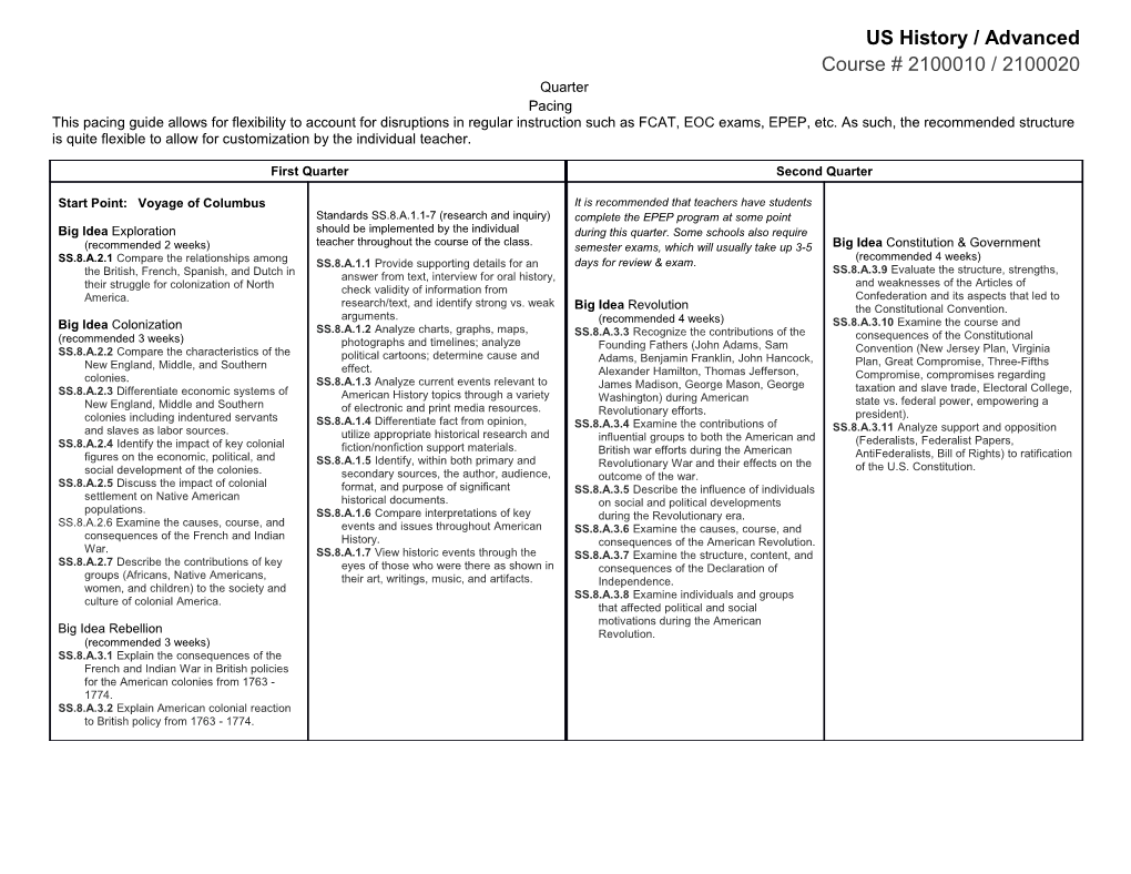 This Pacing Guide Allows for Flexibility to Account for Disruptions in Regular Instruction