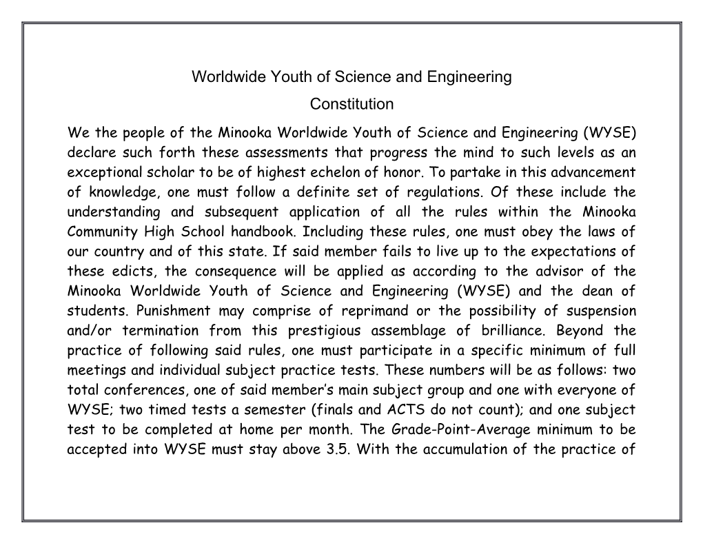 Worldwide Youth of Science and Engineering