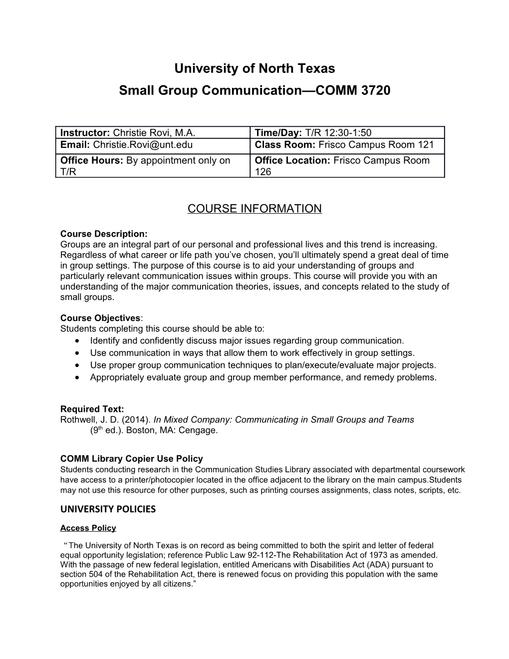 Small Group Communication COMM 3720