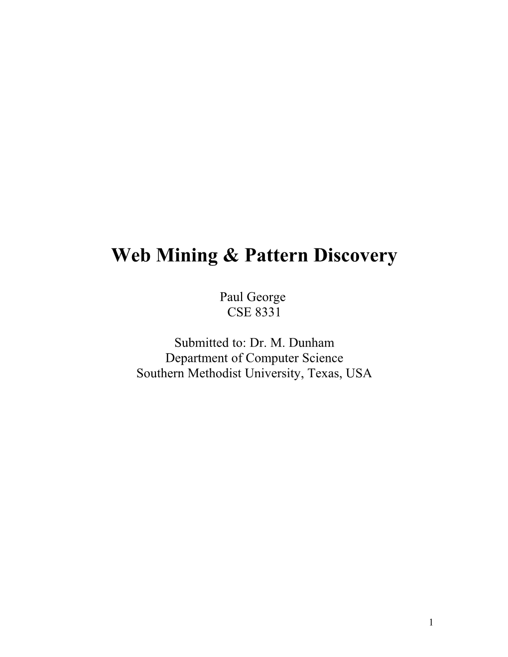 Web Mining Pattern Discovery