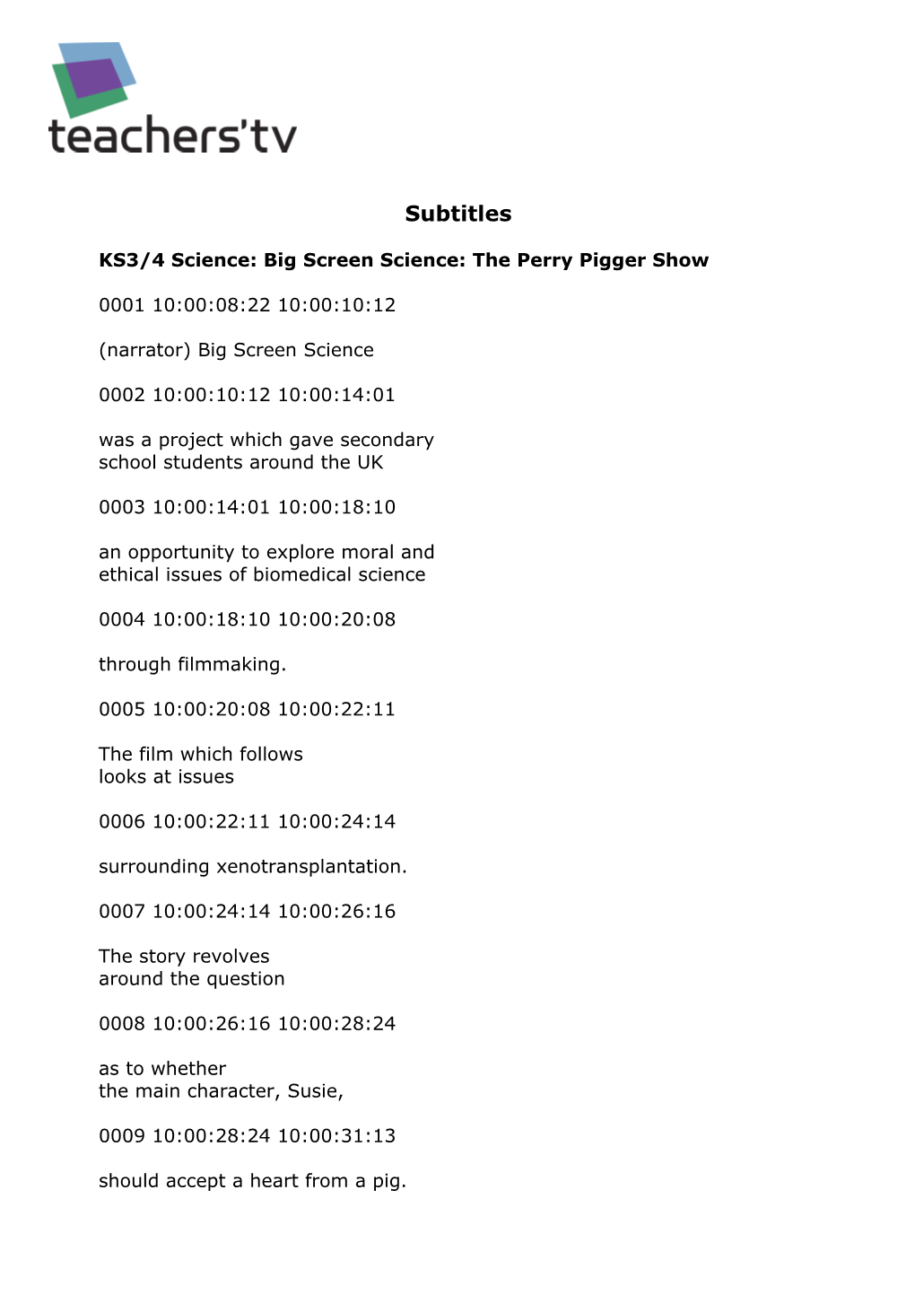 KS3/4 Science: Big Screen Science: the Perry Pigger Show