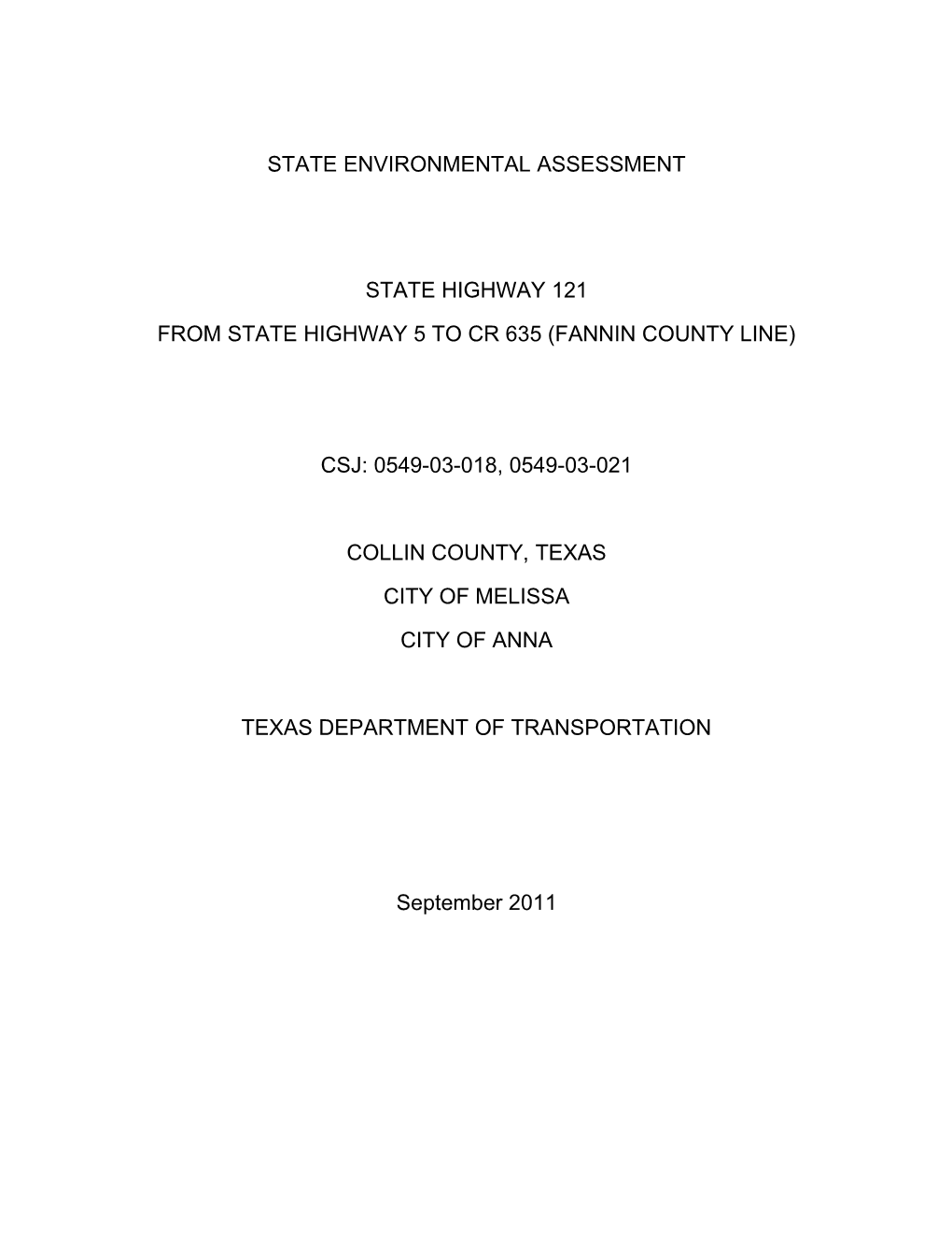 From State Highway 5 to Cr 635 (Fannin County Line)