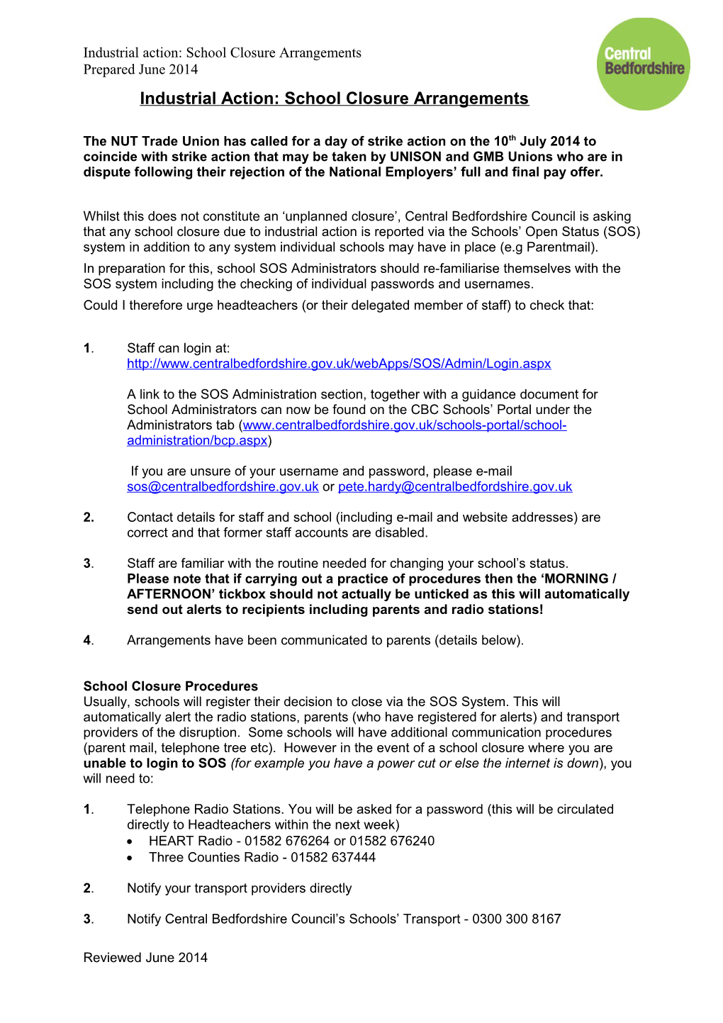 School Closure Arrangements