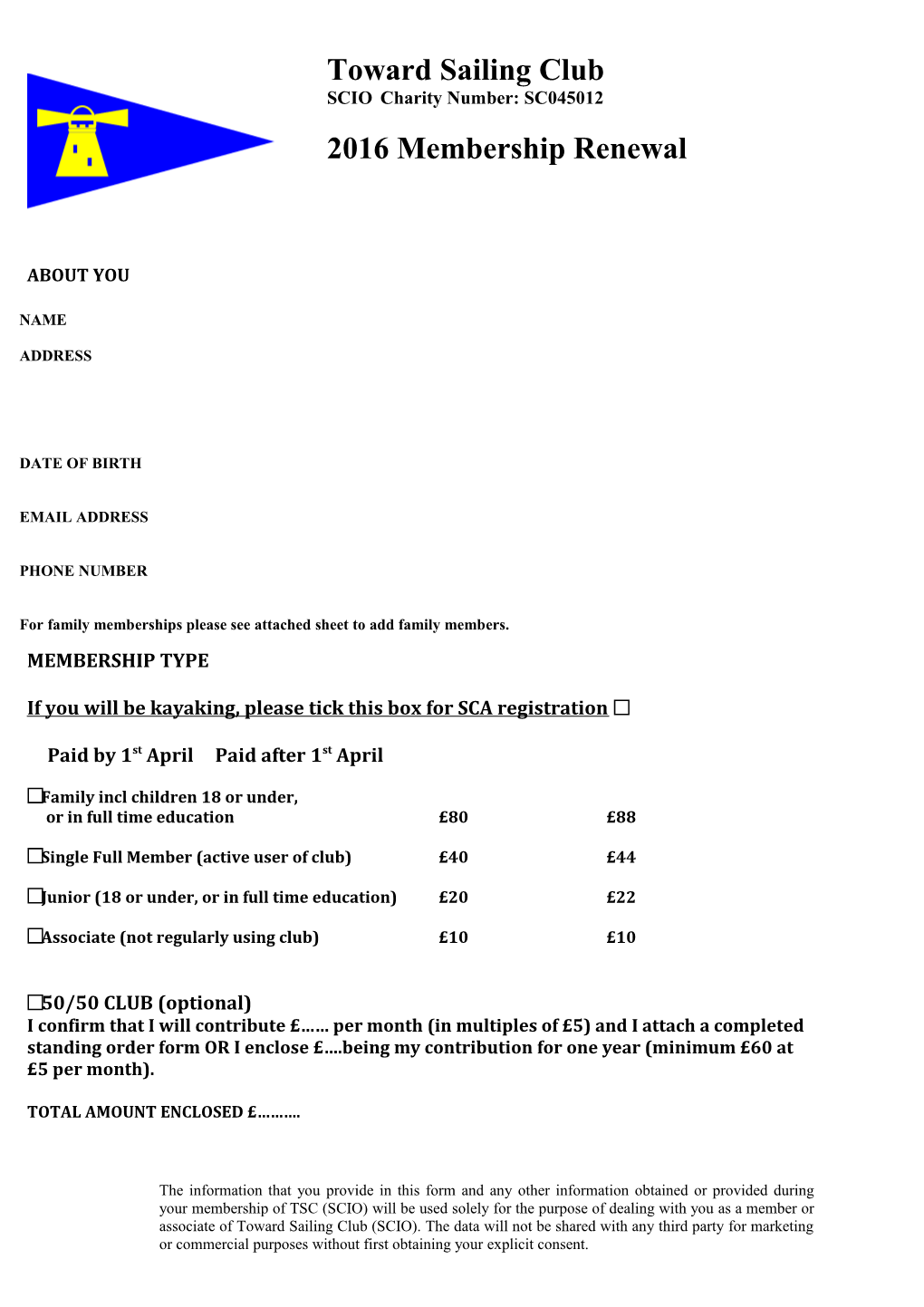 If You Will Be Kayaking, Please Tick This Box for SCA Registration