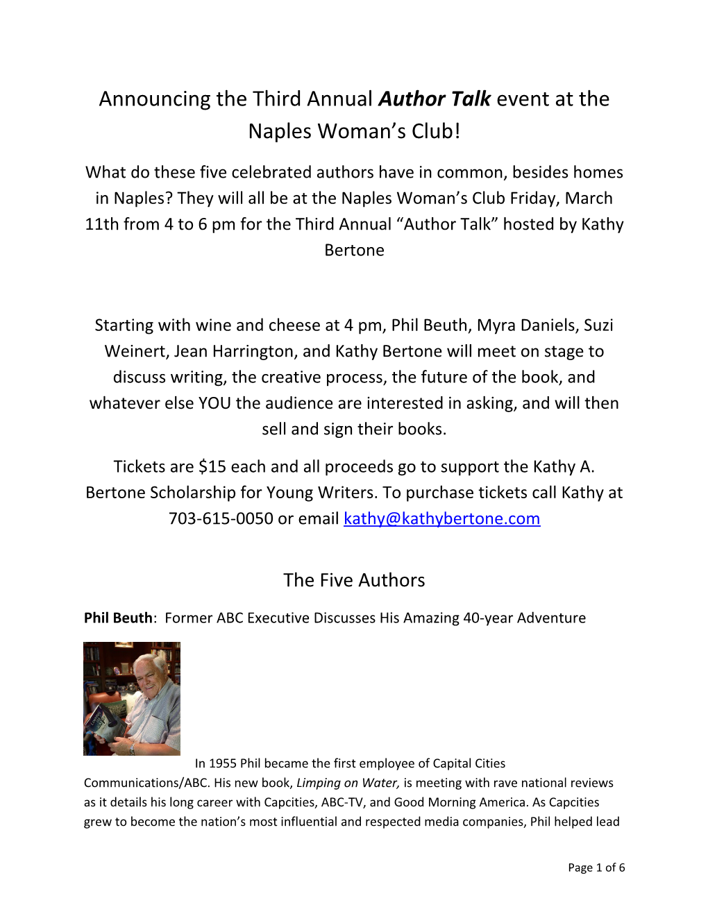 Announcing the Third Annual Author Talkevent at the Naples Woman S Club!