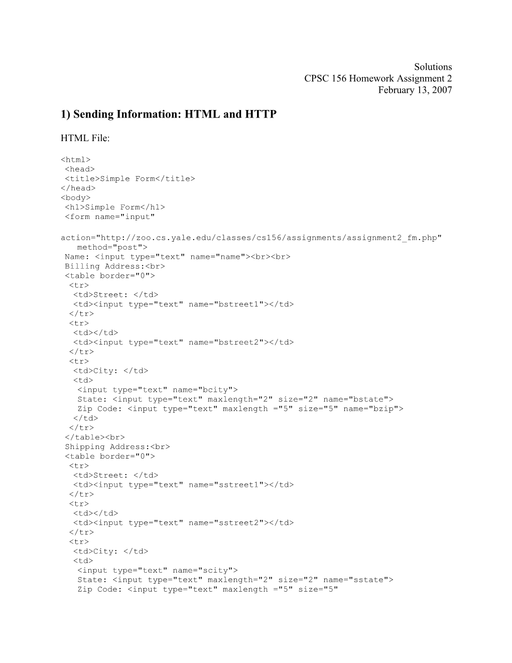1) Sending Information: HTML and HTTP