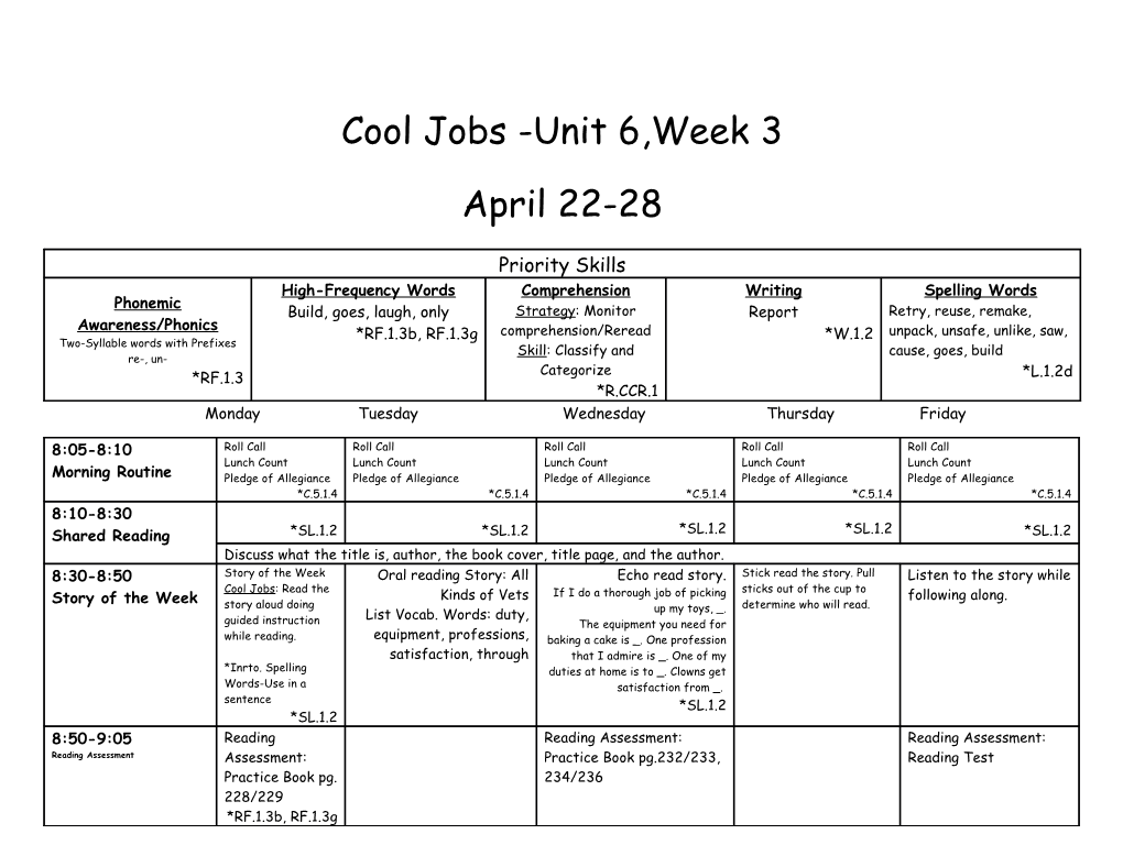 Cool Jobs -Unit 6,Week 3