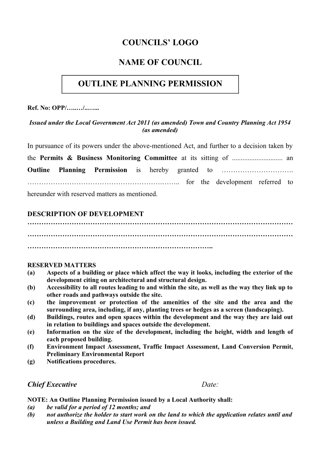 Building and Land Use Permit