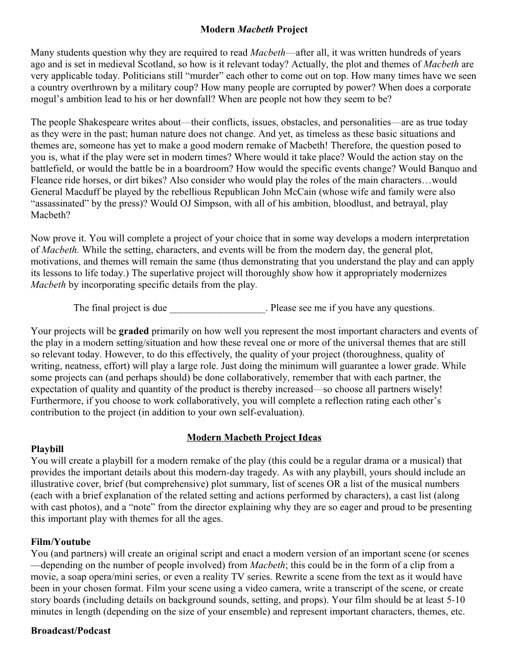 Journal Writing Rubric