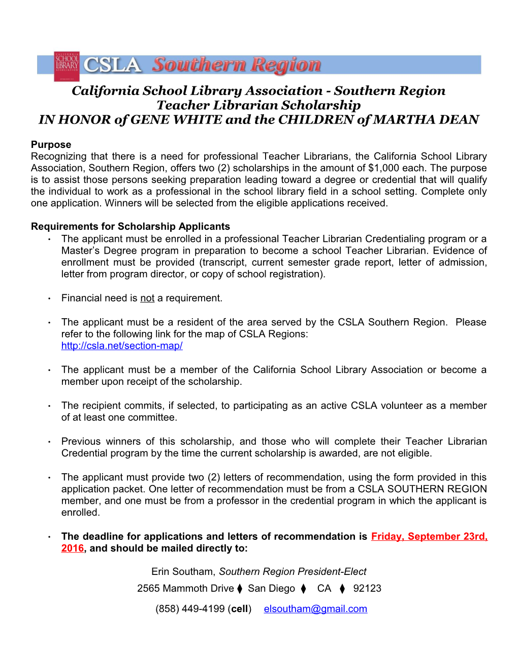 California School Library Association - Southern Region