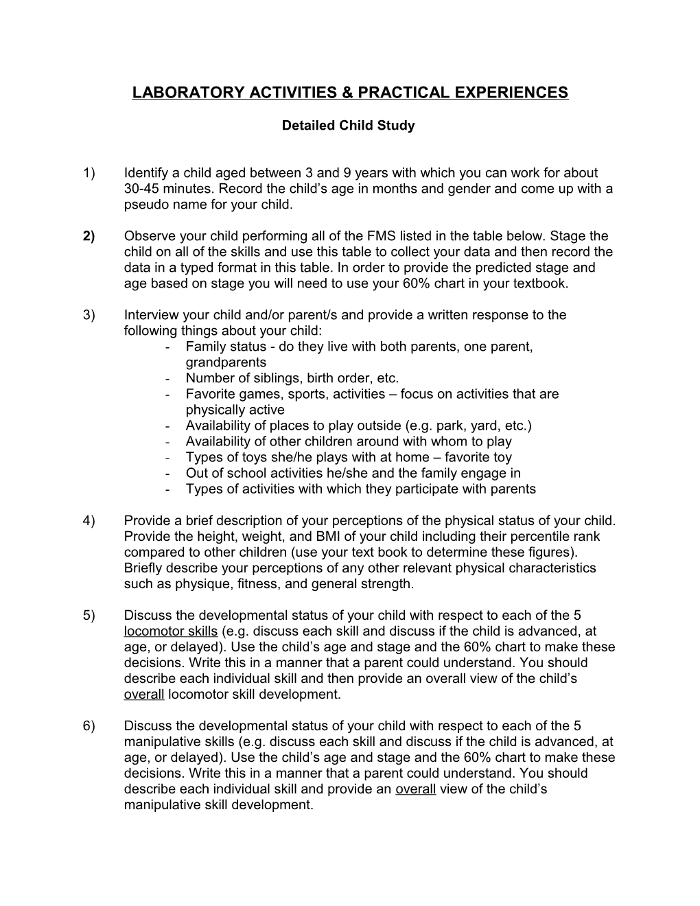 Laboratory Activities & Practical Experiences