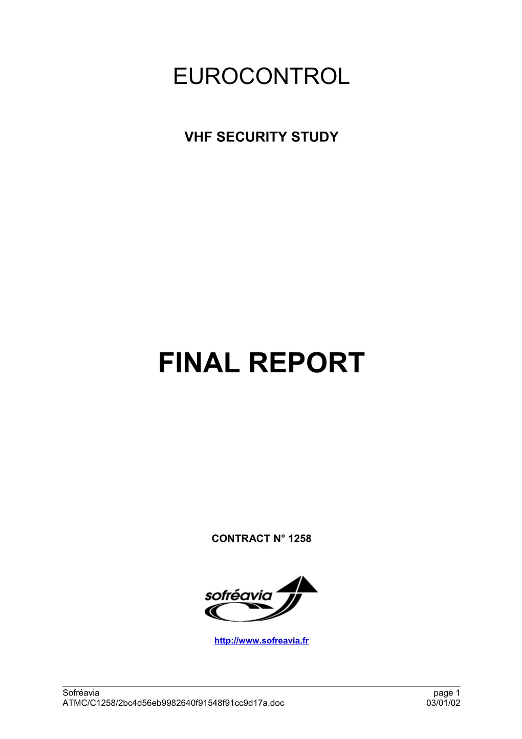 VHF Security Study Final Report (Eurocontrol)