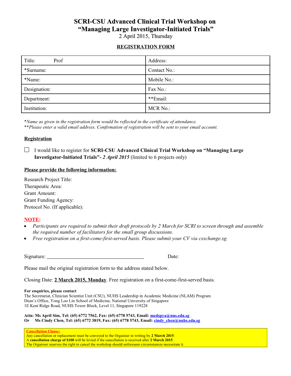 NUS Leadership in Academic Medicine (NLAM) Programme