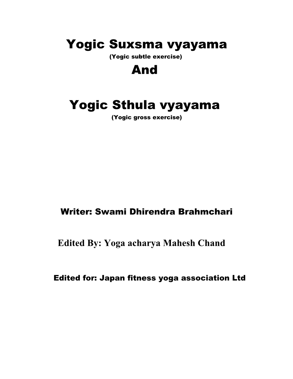 Yogic Suxsma Vyayama