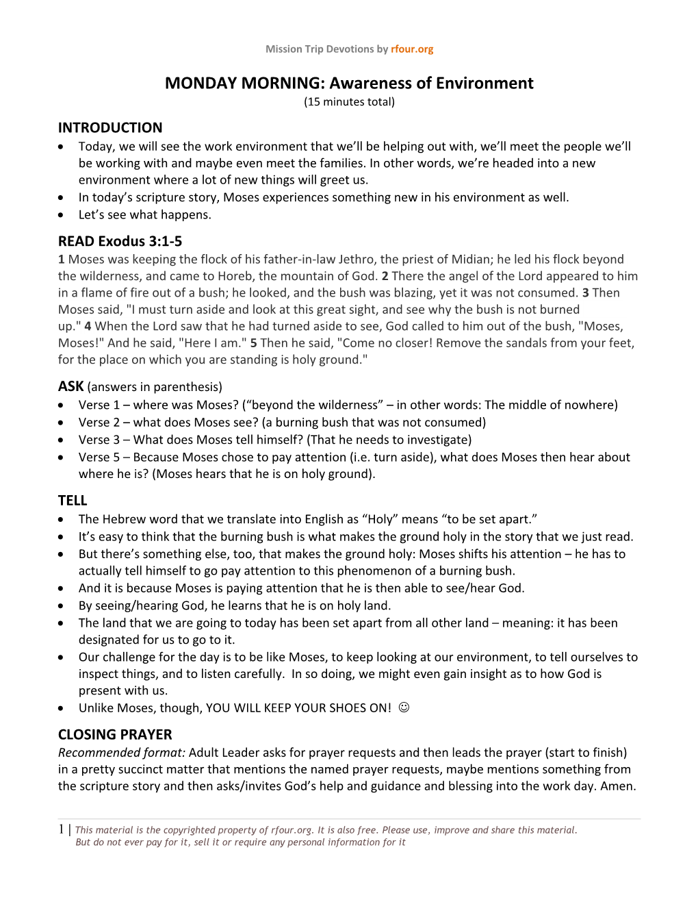 Mission Trip Devotions by Rfour.Org