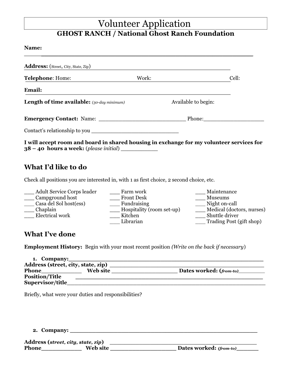 Volunteer Information and Release Form