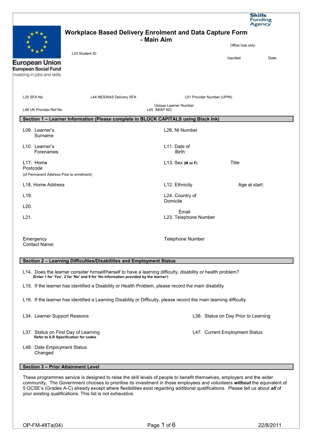 Ttg Enrolment and Data Capture Form V3.0 - Word Version