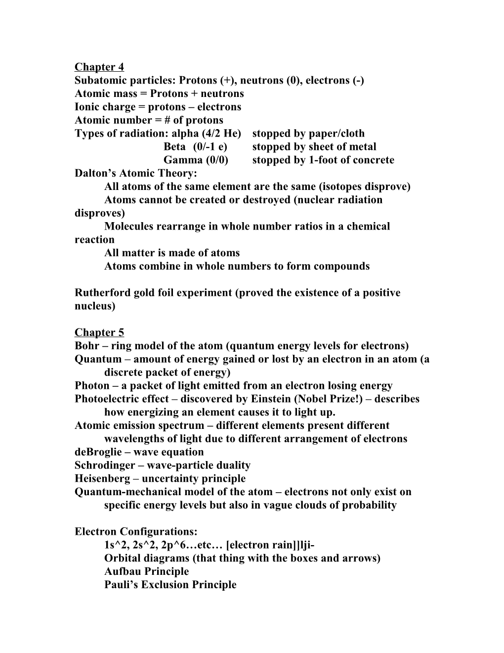 Subatomic Particles: Protons (+), Neutrons (0), Electrons (-)