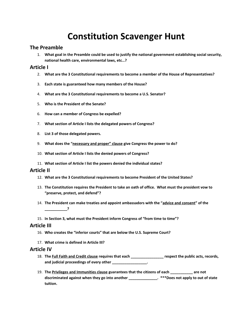 Constitution Scavenger Hunt s1