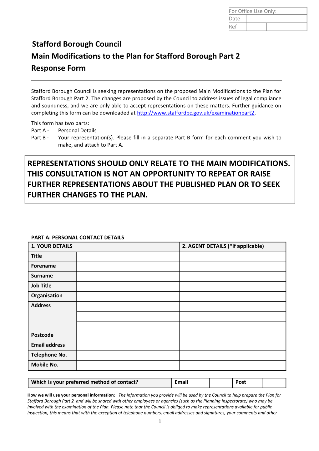 Main Modifications to the Plan for Stafford Borough Part 2