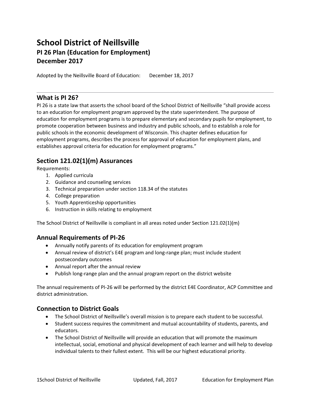 PI 26 Plan(Education for Employment)