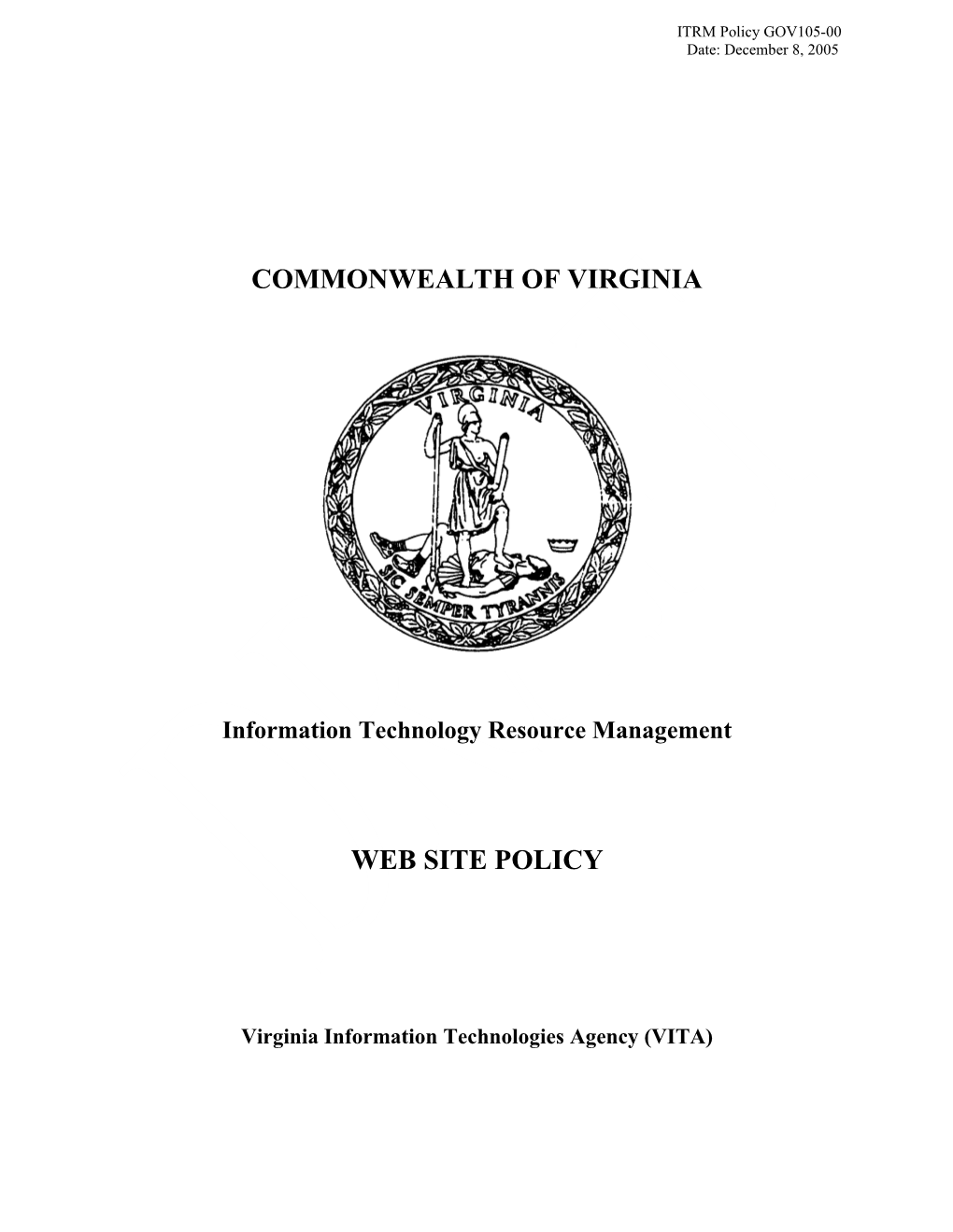 Web Site Policy (GOV105-00)