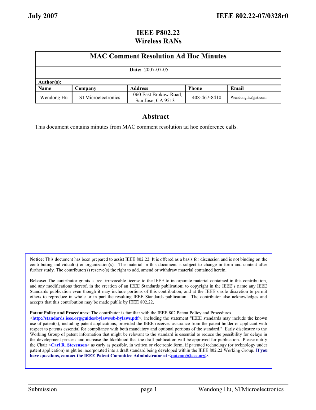 2Minutes from June 14, 2007 Conference Call