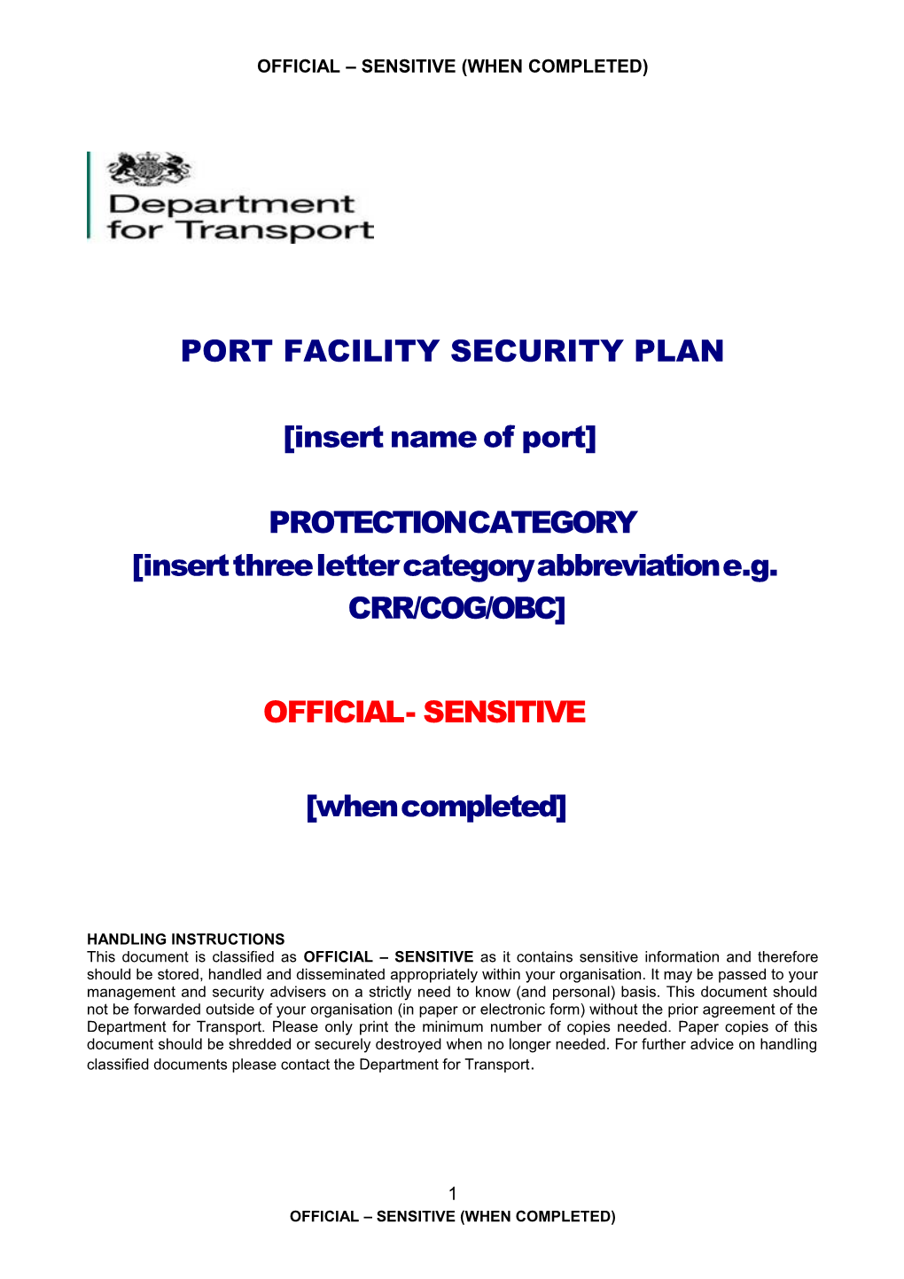 Port Facility Security Plan Template