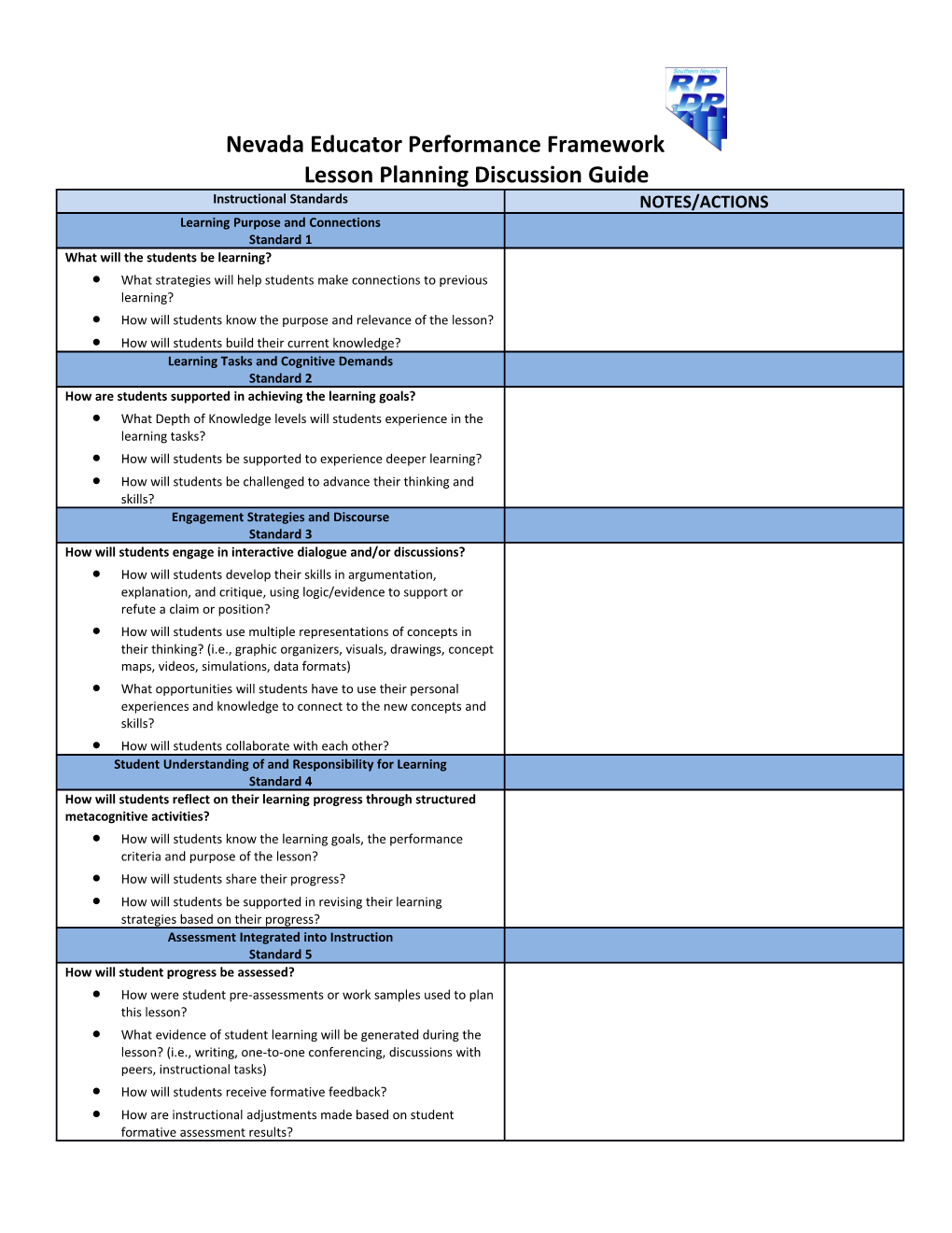 Lesson Planning Discussion Guide