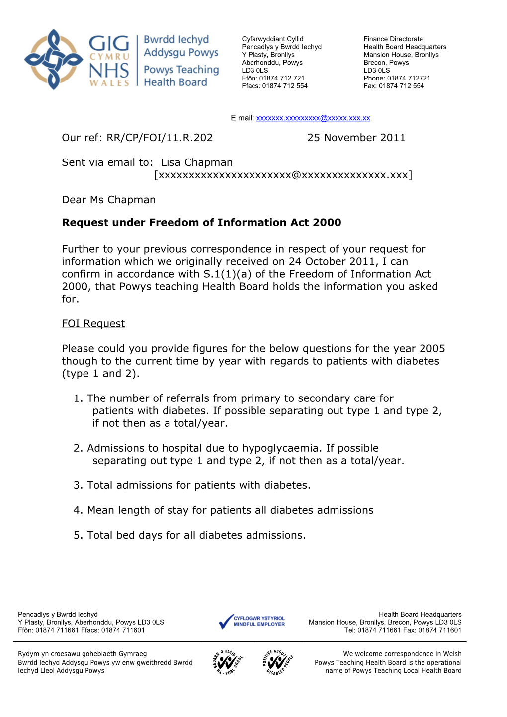 Request Under Freedom of Information Act 2000 s2