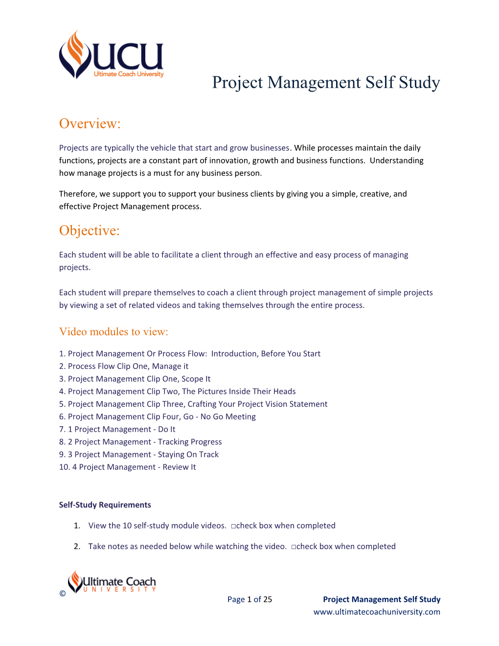Project Management Self Study