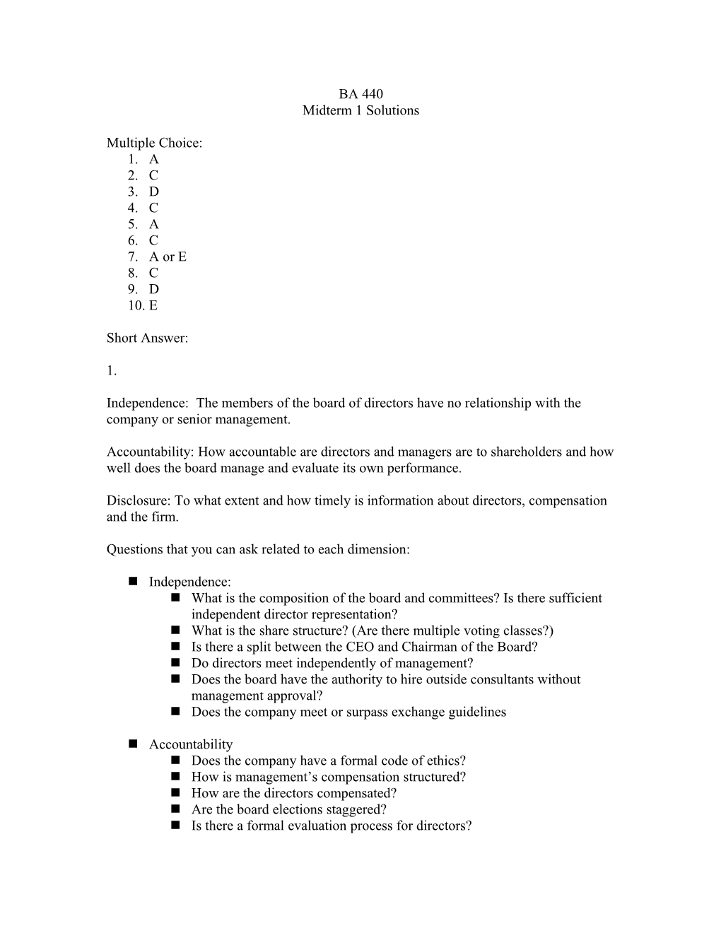 Midterm 1 Solutions