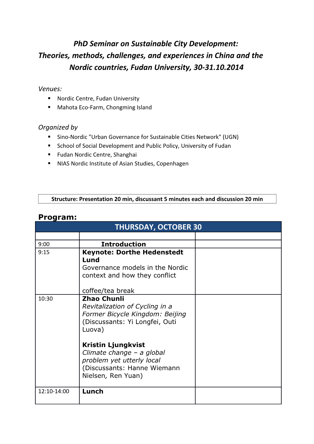 Phd Seminar on Sustainable City Development