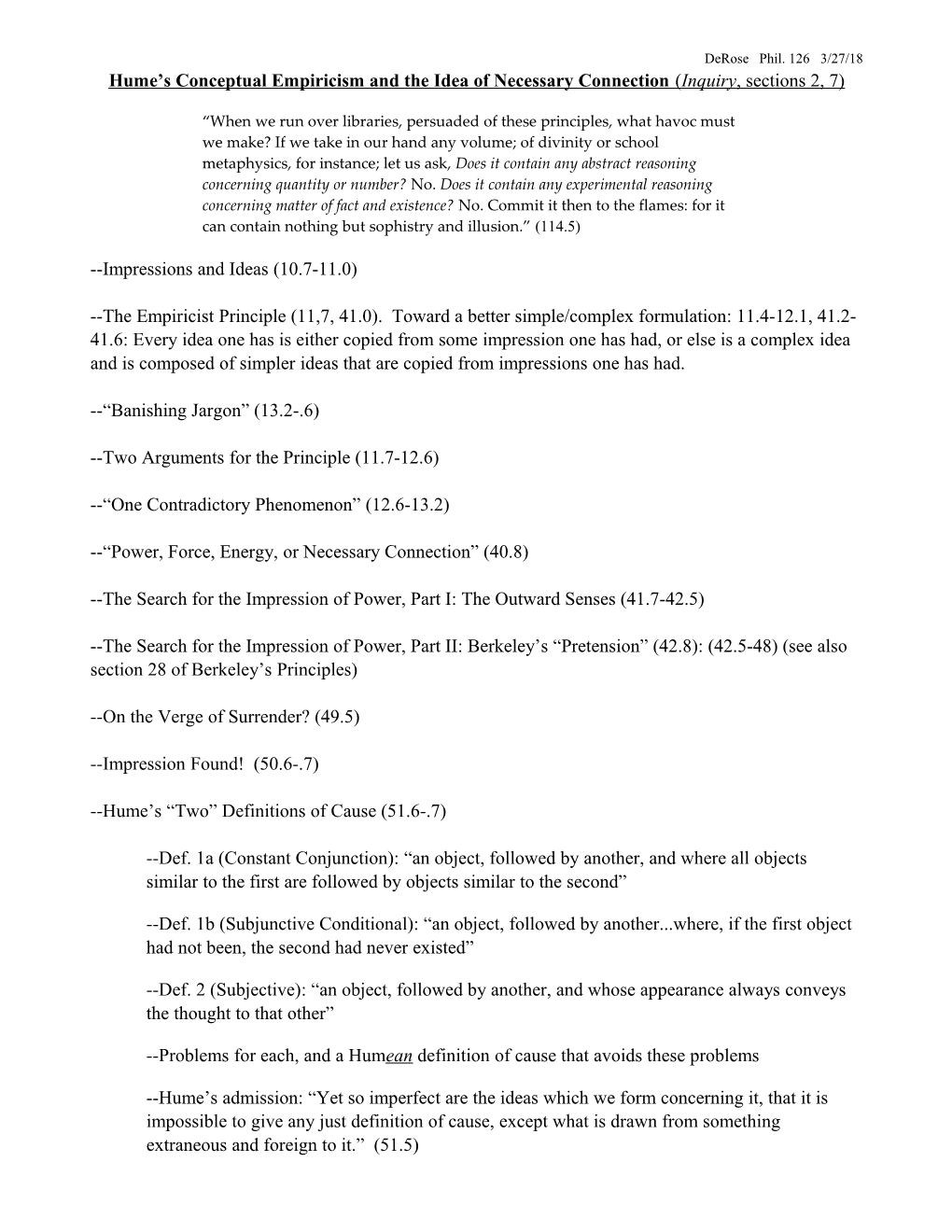 Hume S Conceptual Empiricism and the Idea of Necessary Connection