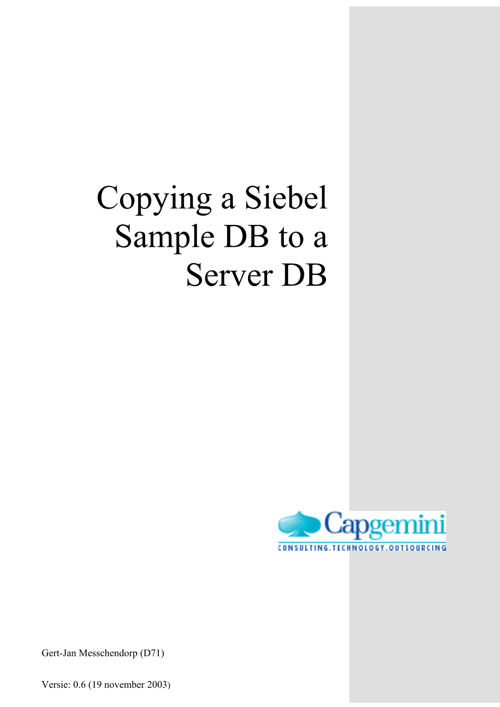 Copying a Sample DB to a Server DB