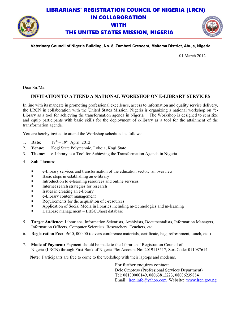 Librarians Registration Council of Nigeria (Lrcn)