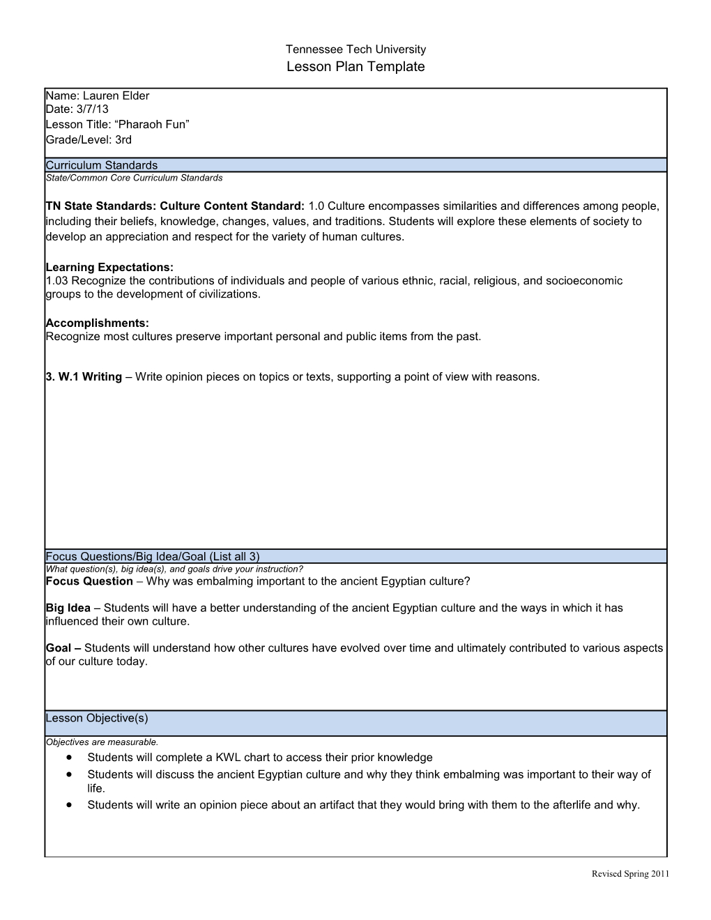 Tpalesson Plan Template