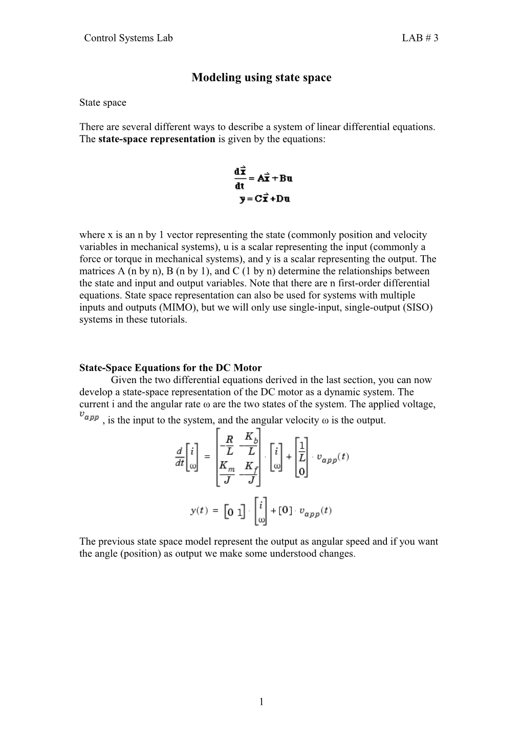 Modeling Using State Space