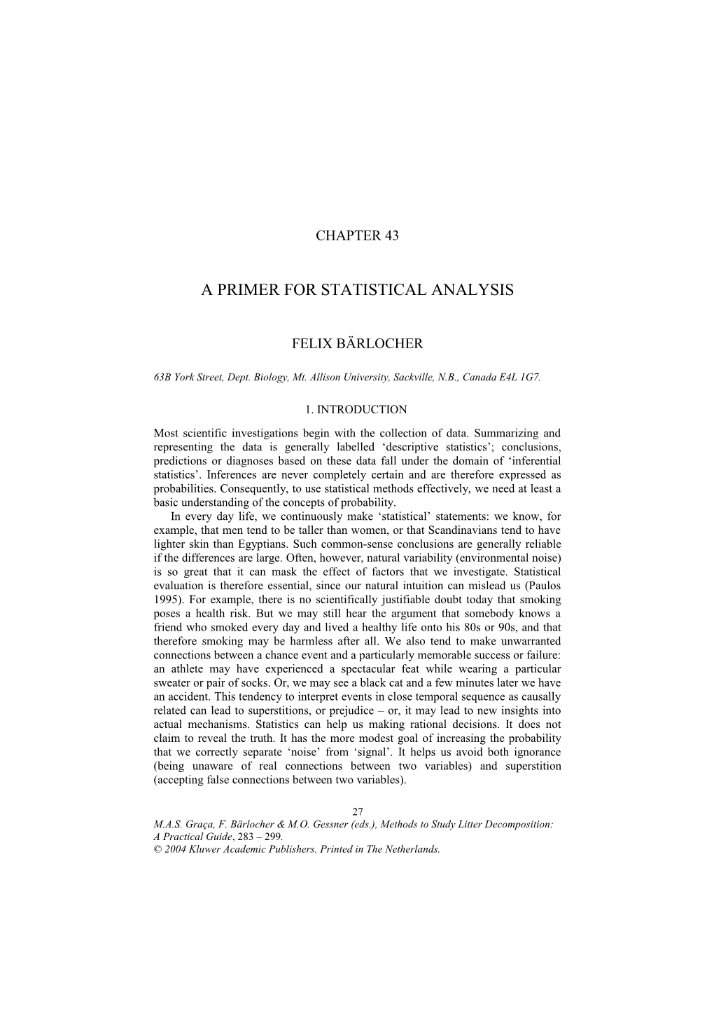 Primer for Statistical Analysis 299