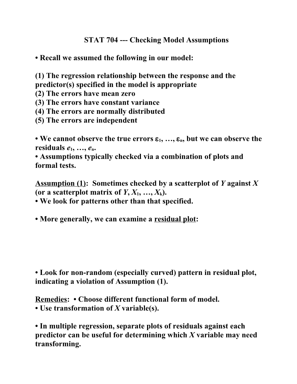 Recall We Assumed the Following in Our Model