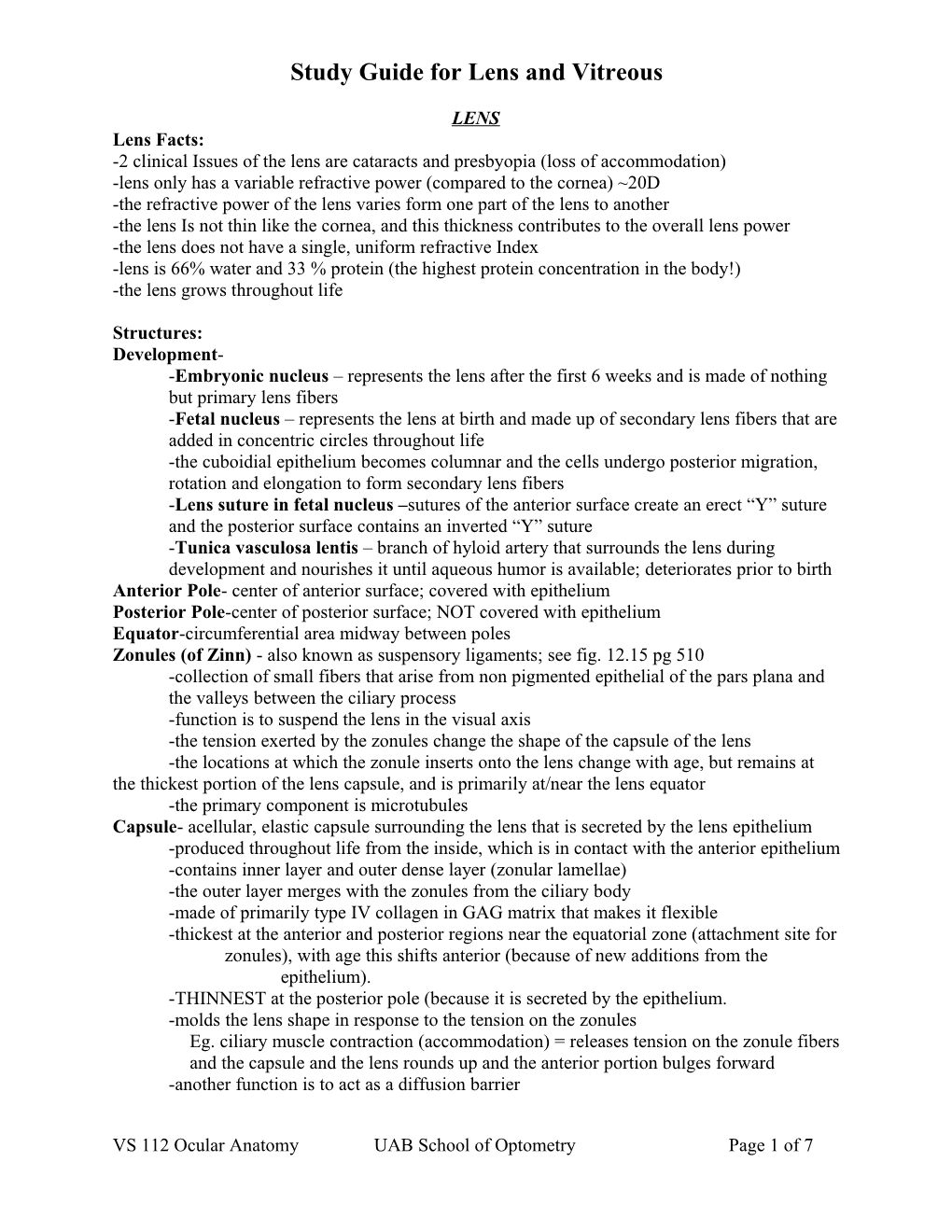 Ocular Anatomy, PO 112