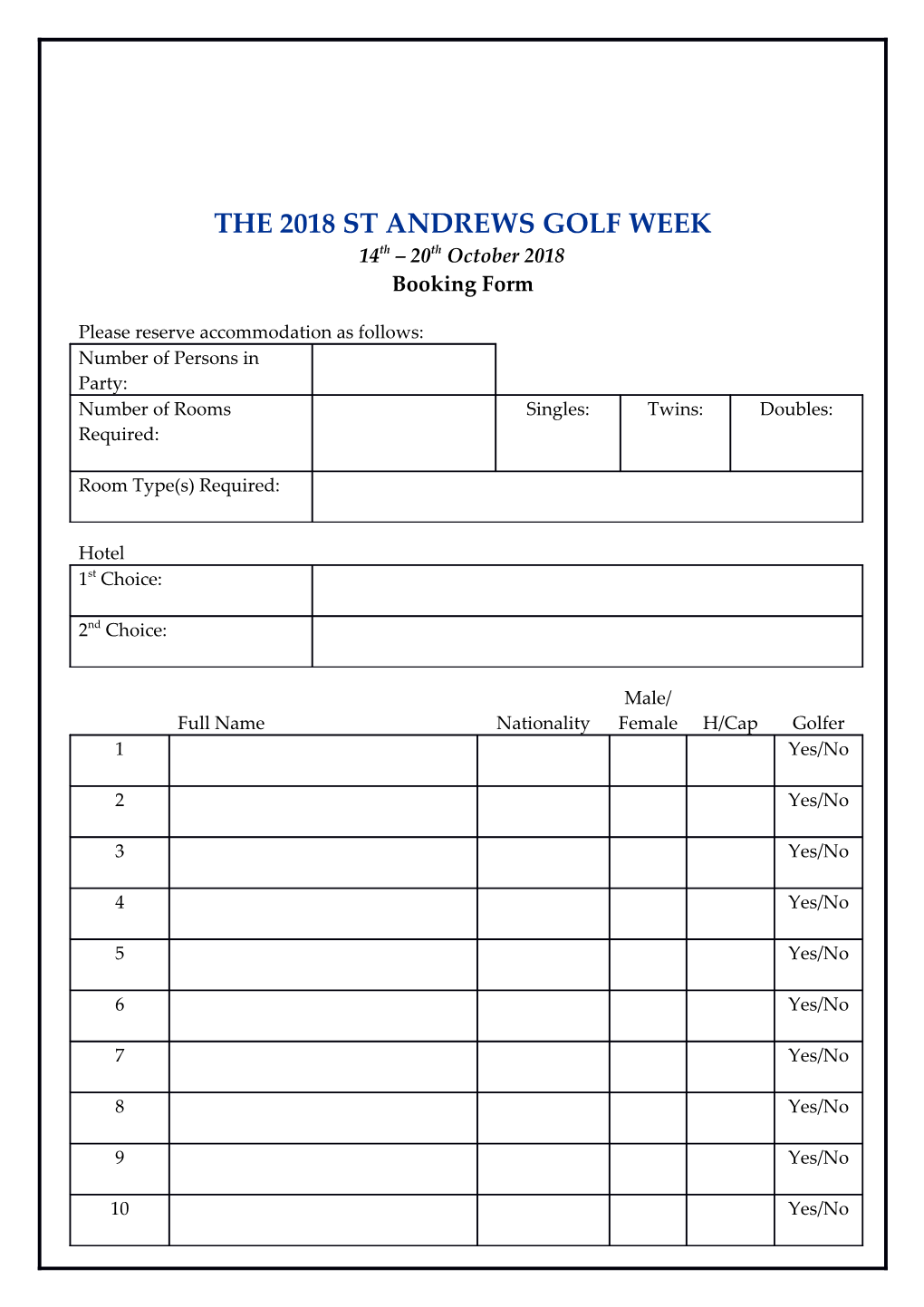 The 2018 St Andrews Golf Week