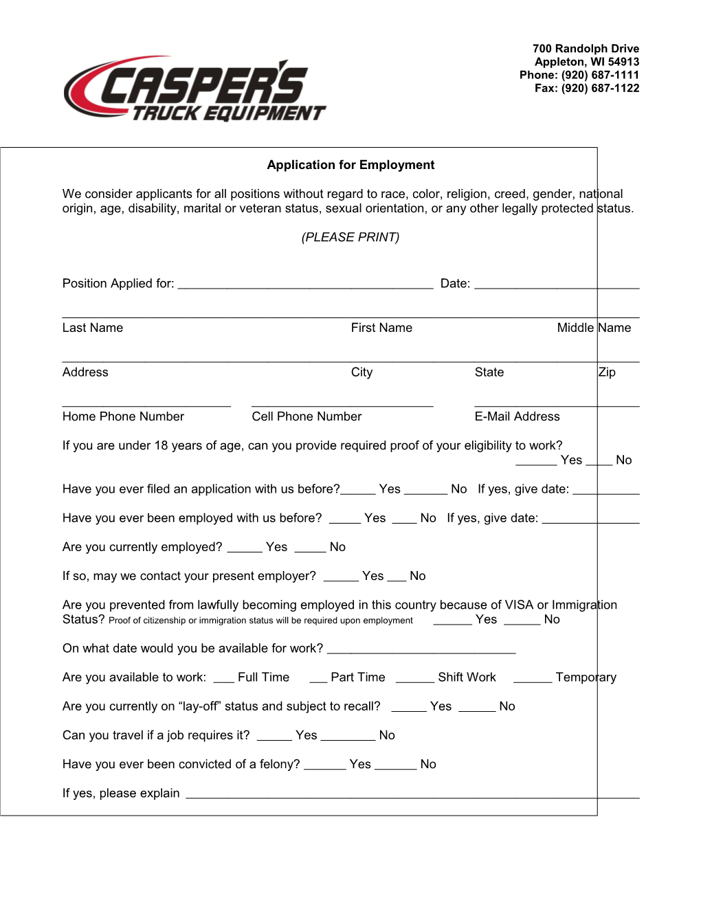 Application for Employment s29