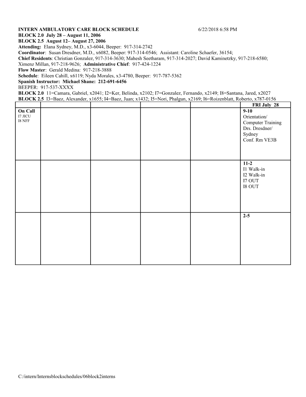 Instructions on How to Do the Pgy 1 Intern Block