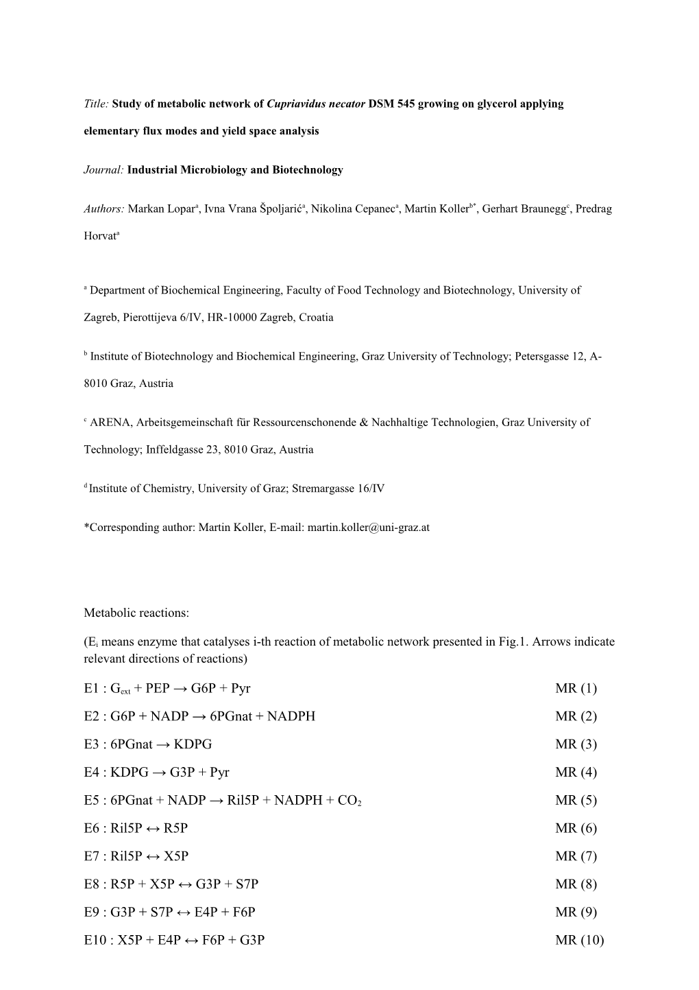 Journal: Industrial Microbiology and Biotechnology