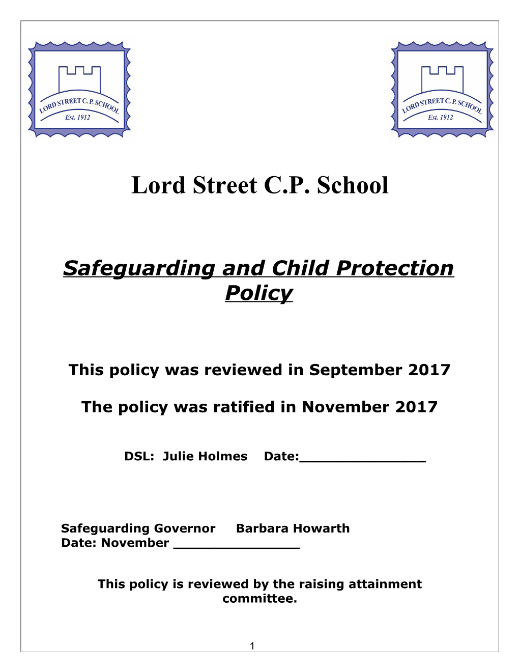 Safeguarding and Child Protection Policy September 2016