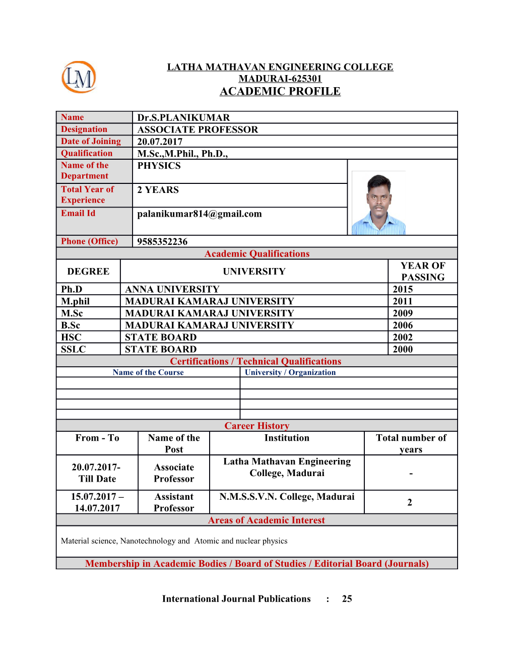 Academic Profile